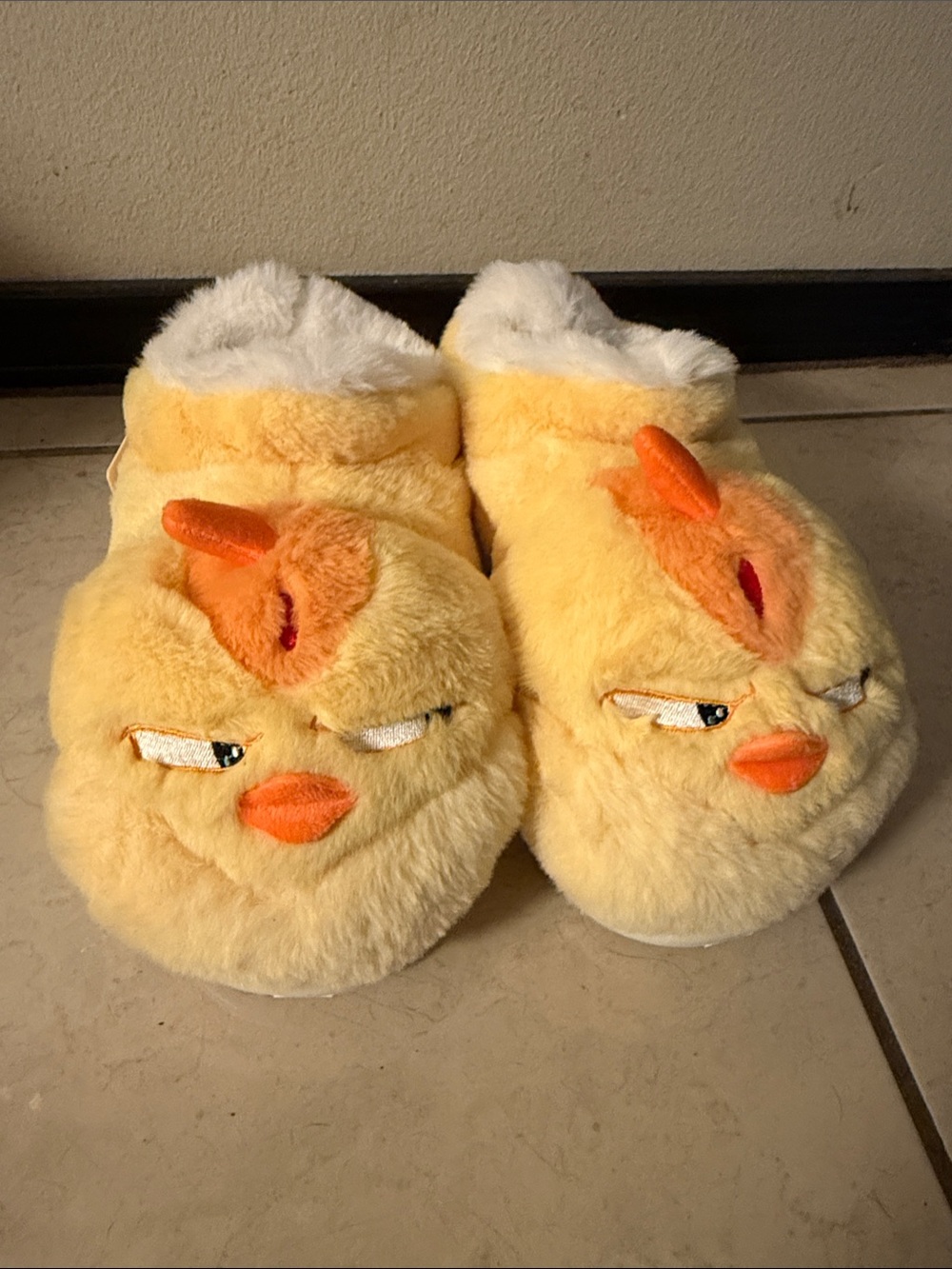 Yellow Chick Plush Slippers